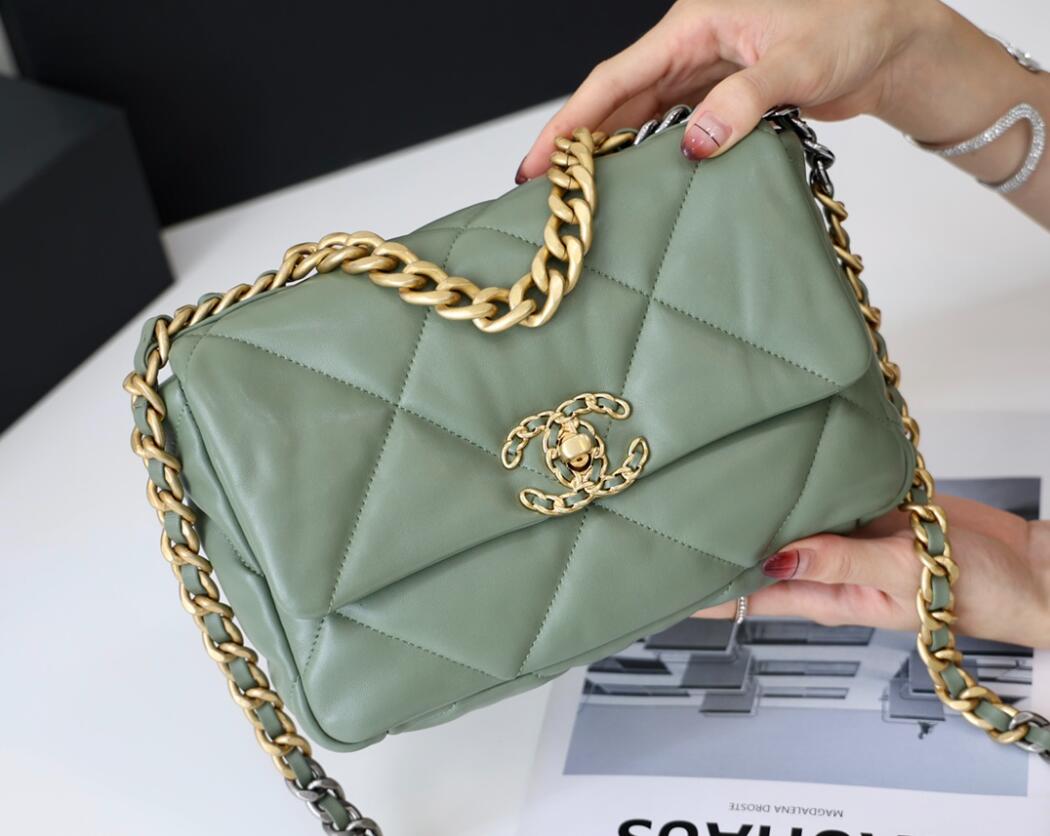 CHANEL 19 Small Flap Bag In Green Lambskin