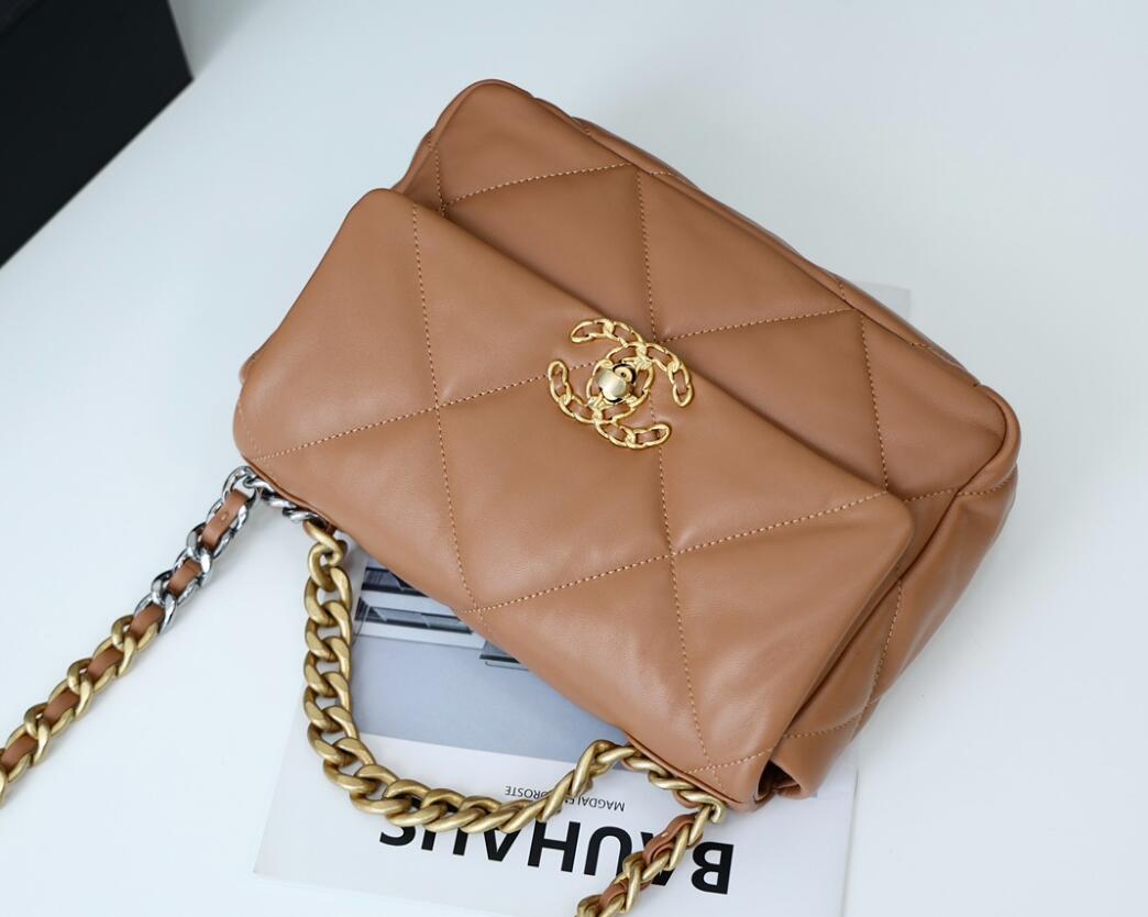 CHANEL 19 Small Flap Bag In Brown Lambskin