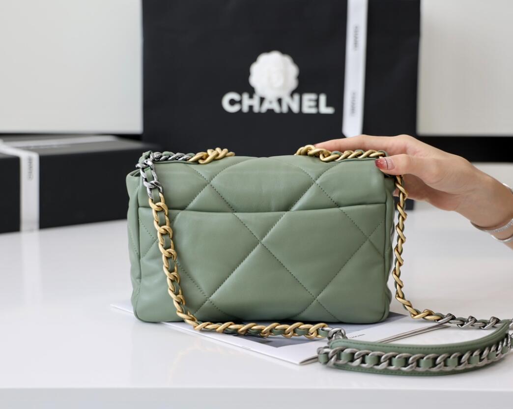 CHANEL 19 Small Flap Bag In Green Lambskin