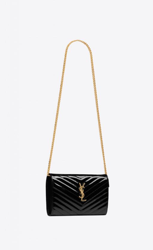 CASSANDRE SAINT LAURENT MATELASSÉ CHAIN WALLET IN PATENT LEATHER