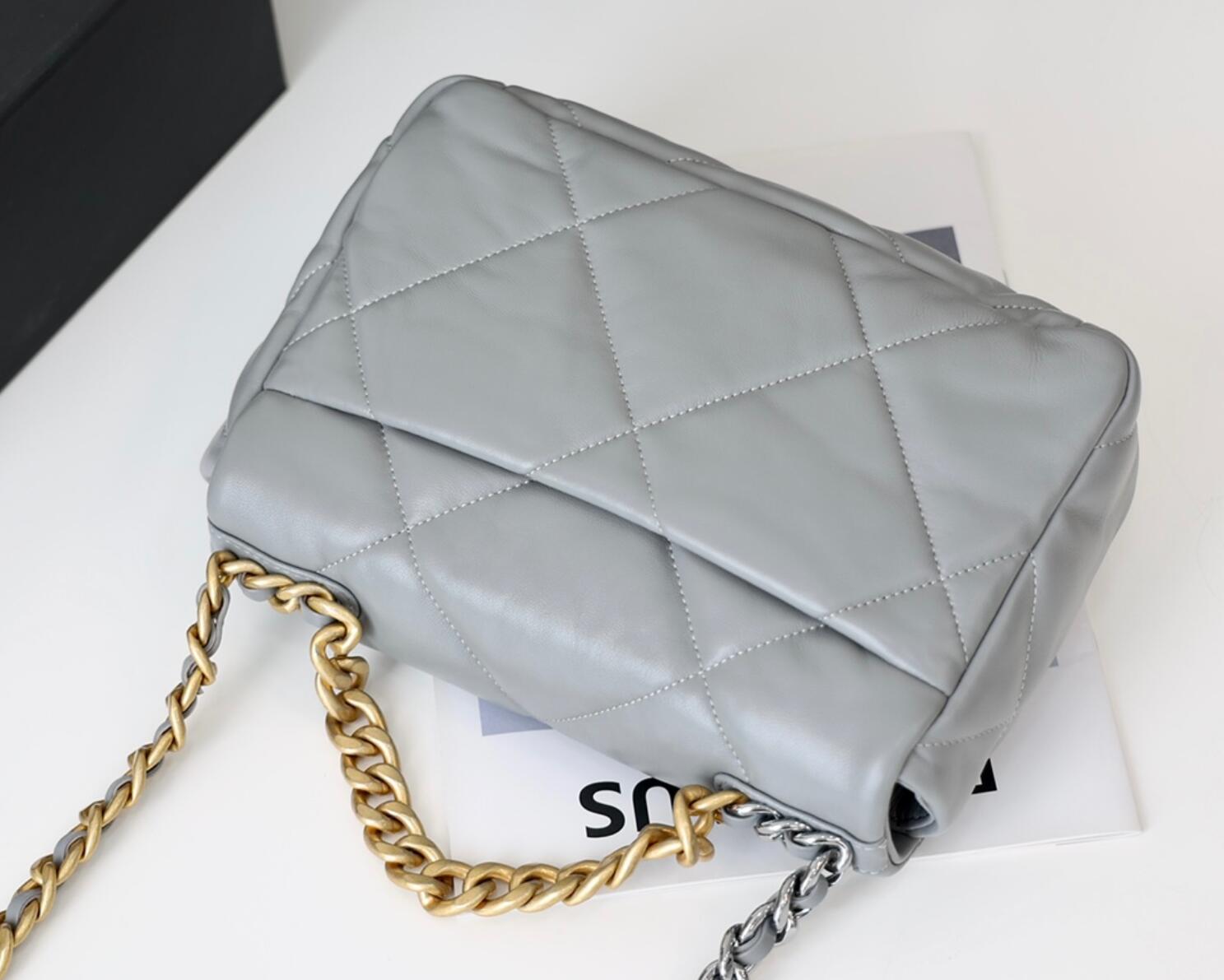 CHANEL 19 Small Flap Bag In Grey Lambskin