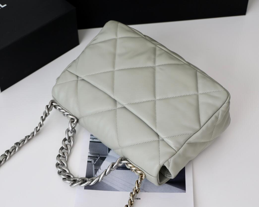 CHANEL 19 MediumFlap Bag In Light Grey Lambskin