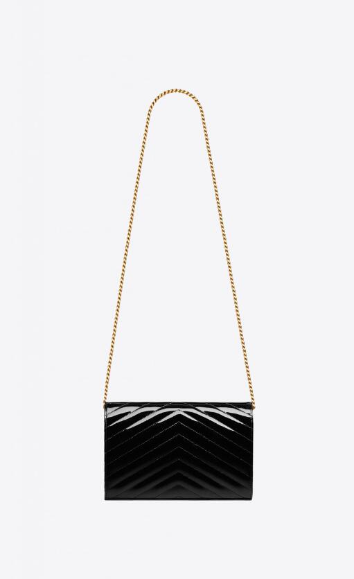 CASSANDRE SAINT LAURENT MATELASSÉ CHAIN WALLET IN PATENT LEATHER