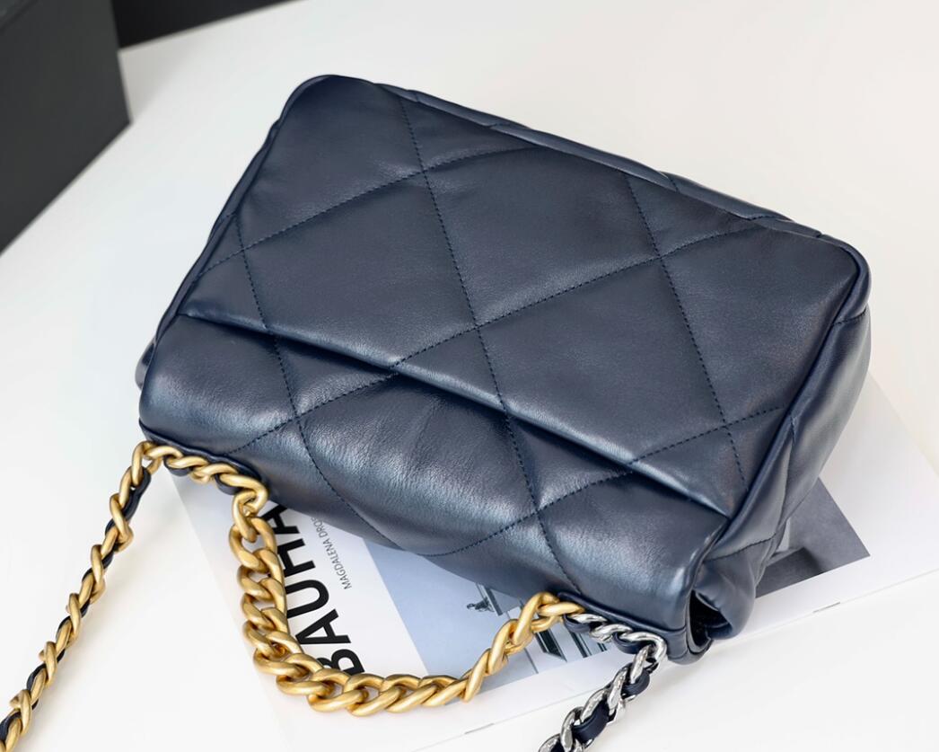 CHANEL 19 Small Flap Bag In Dark Blue Lambskin